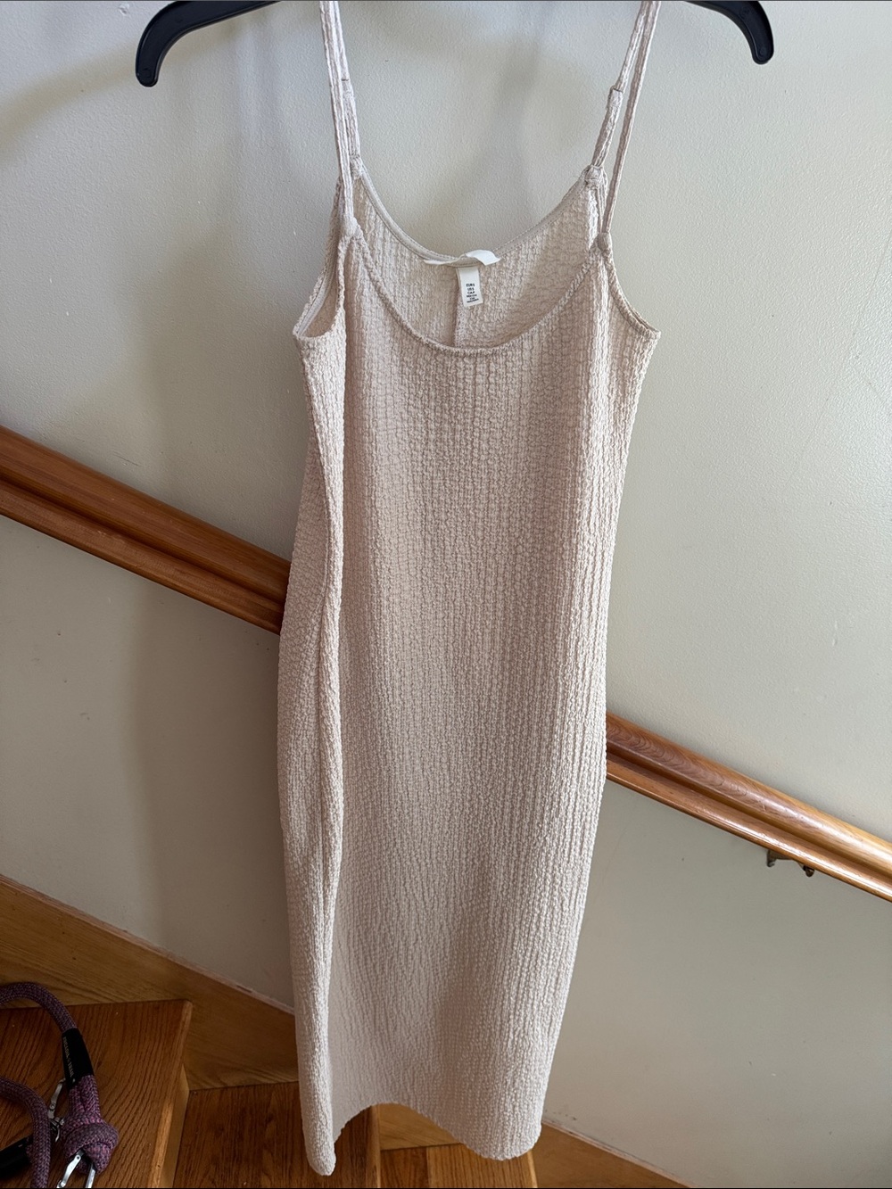 H&M Cream Textured Scoop Neck Midi Dress